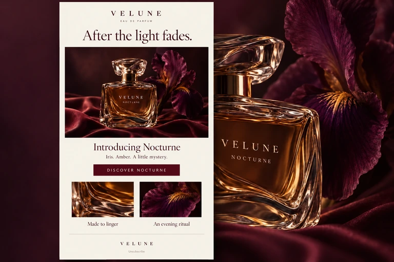 velune fragrance launch illustrative concept