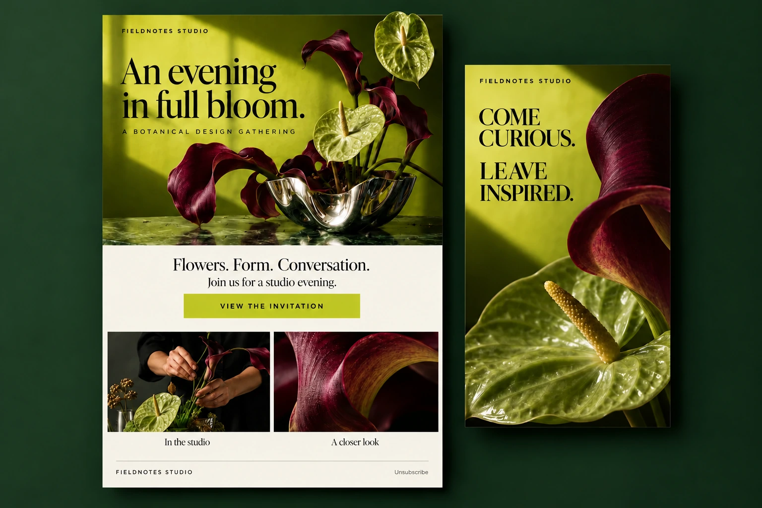 Fieldnotes Studio event invitation email