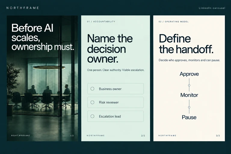 Northframe LinkedIn carousel explaining a business decision