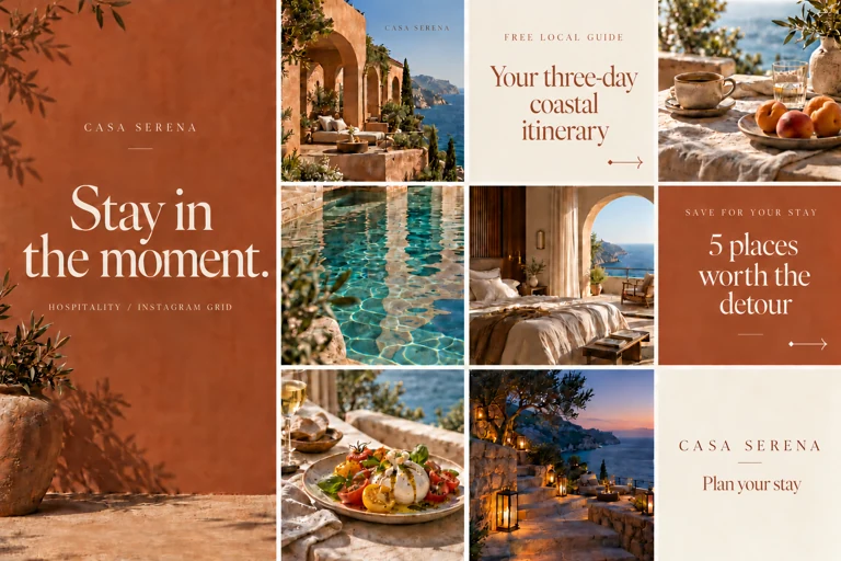 Casa Serena social grid with local recommendations and places to stay