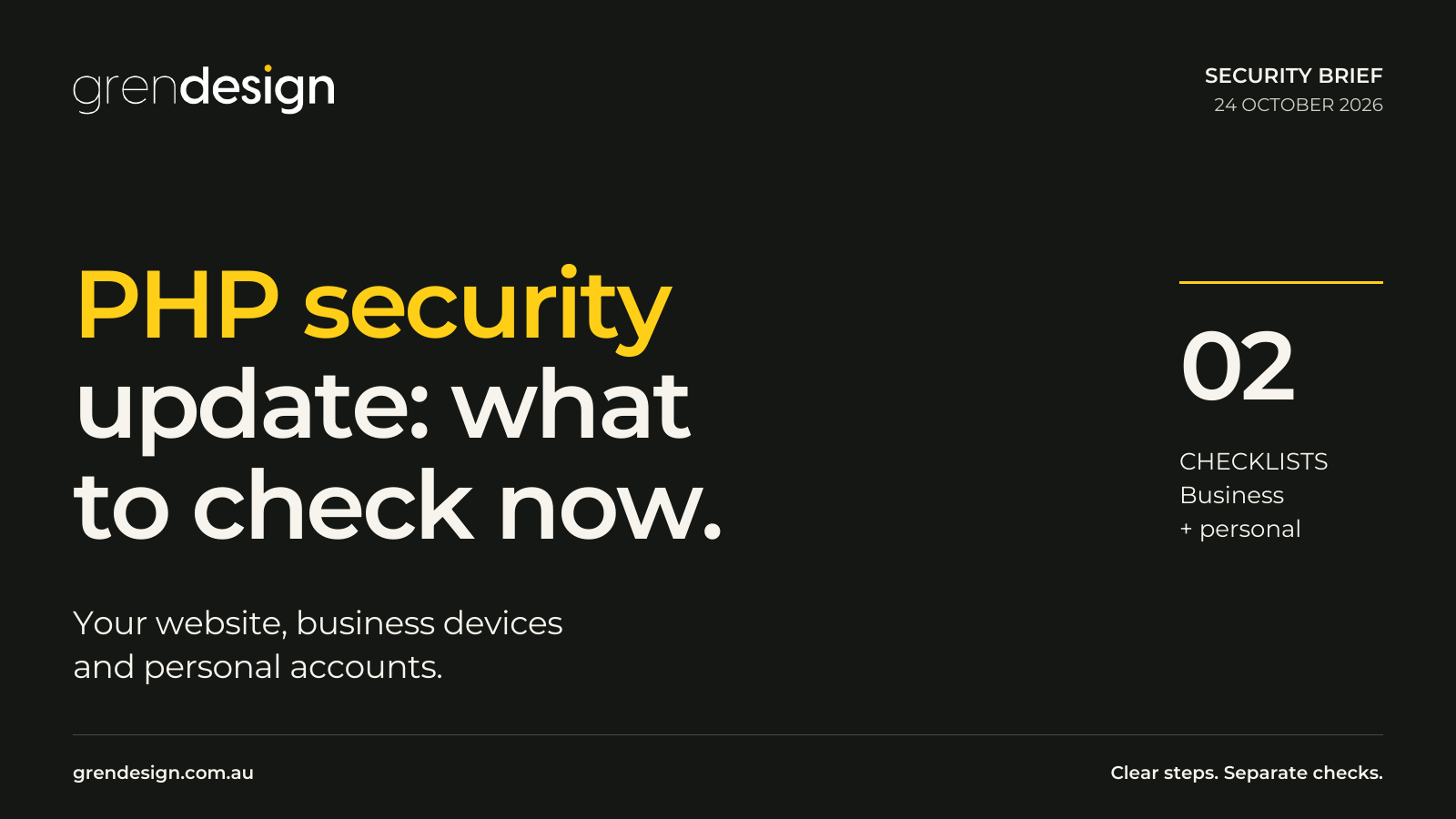 PHP security update checklist for websites, business devices and personal accounts.