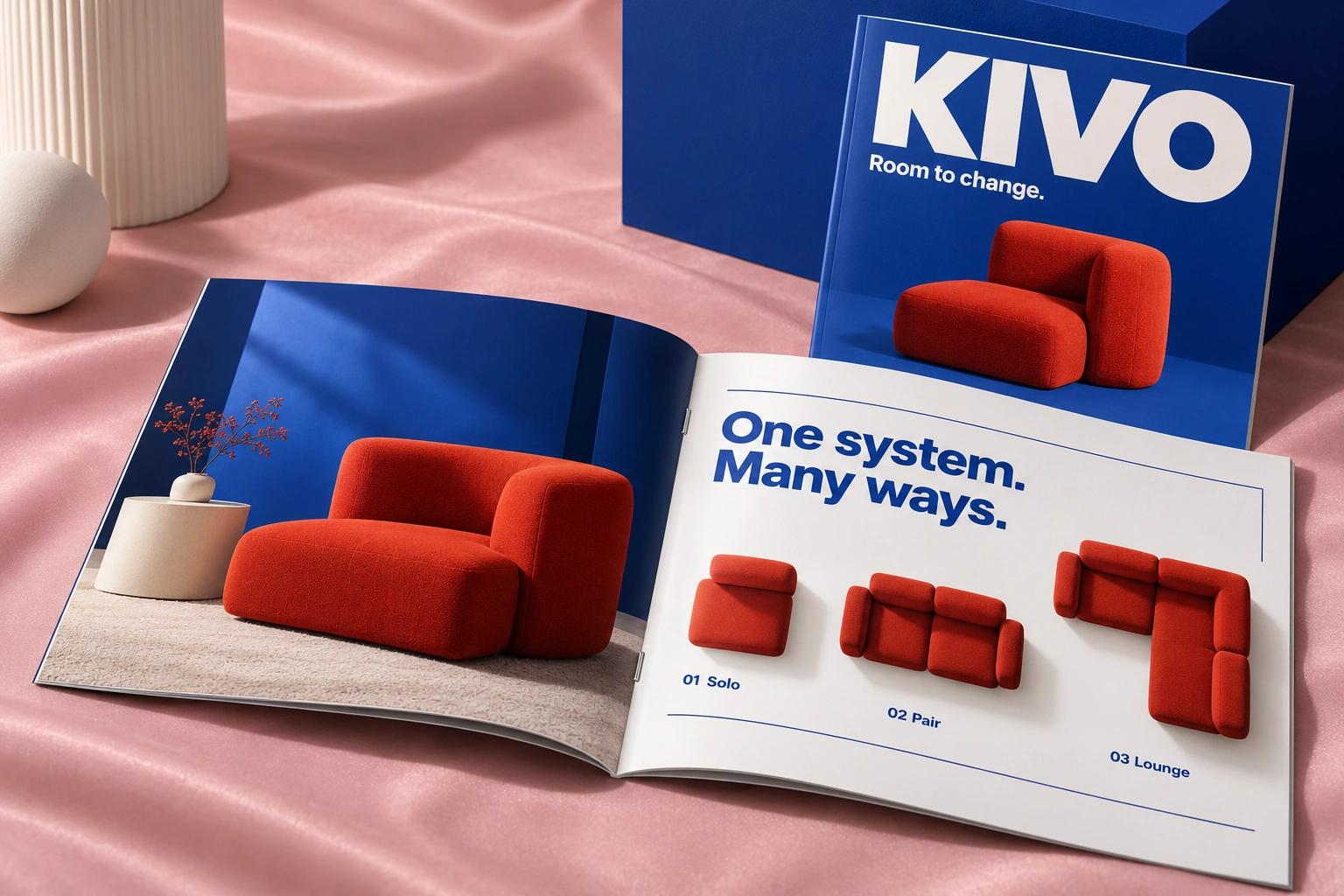 Kivo modular furniture brochure design presentation