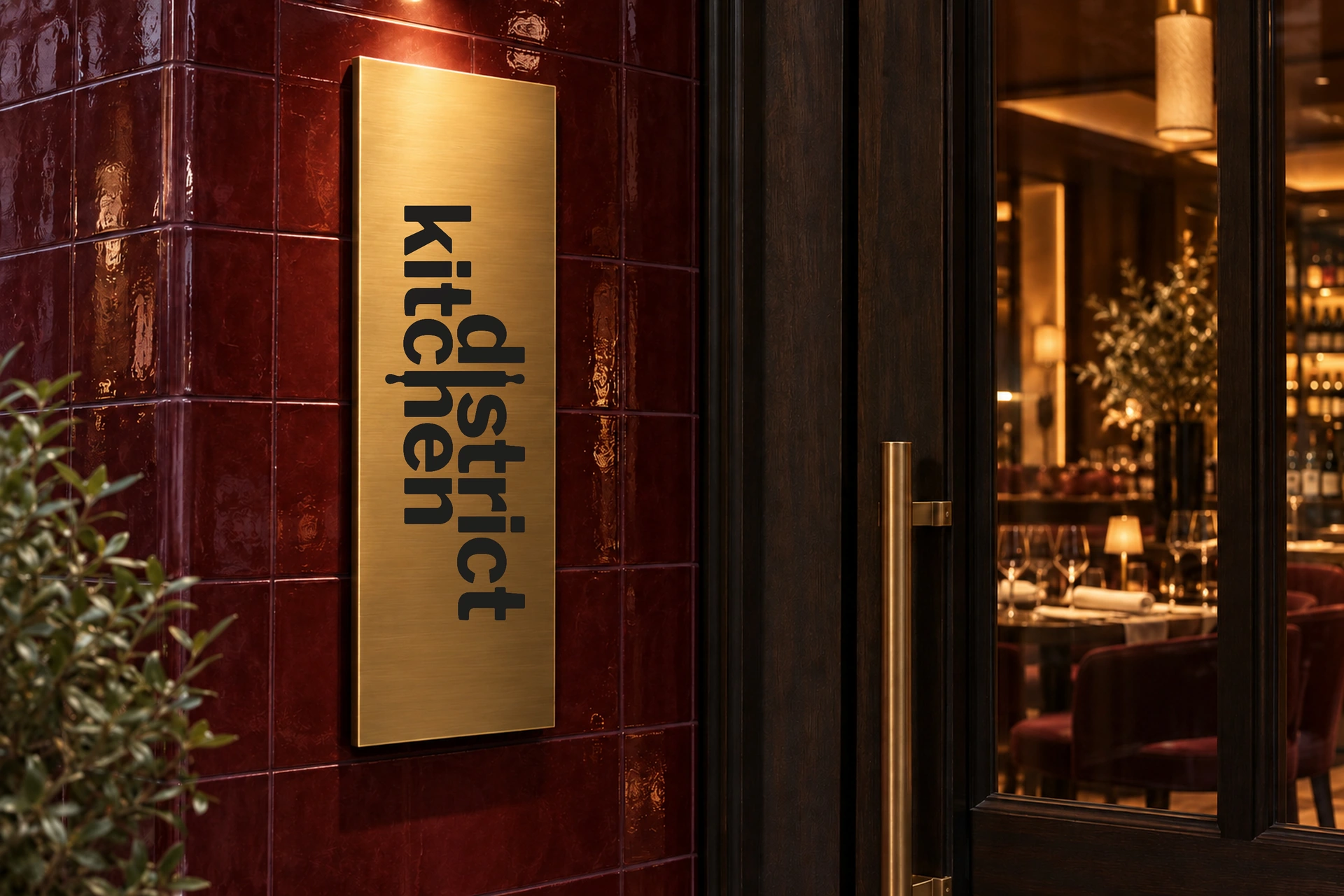 District kitchen brushed brass entry design presentation