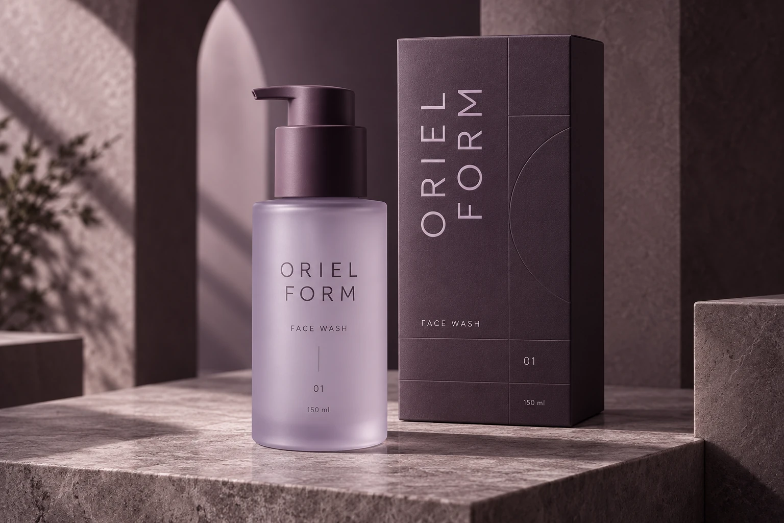 Skincare bottle carton design presentation