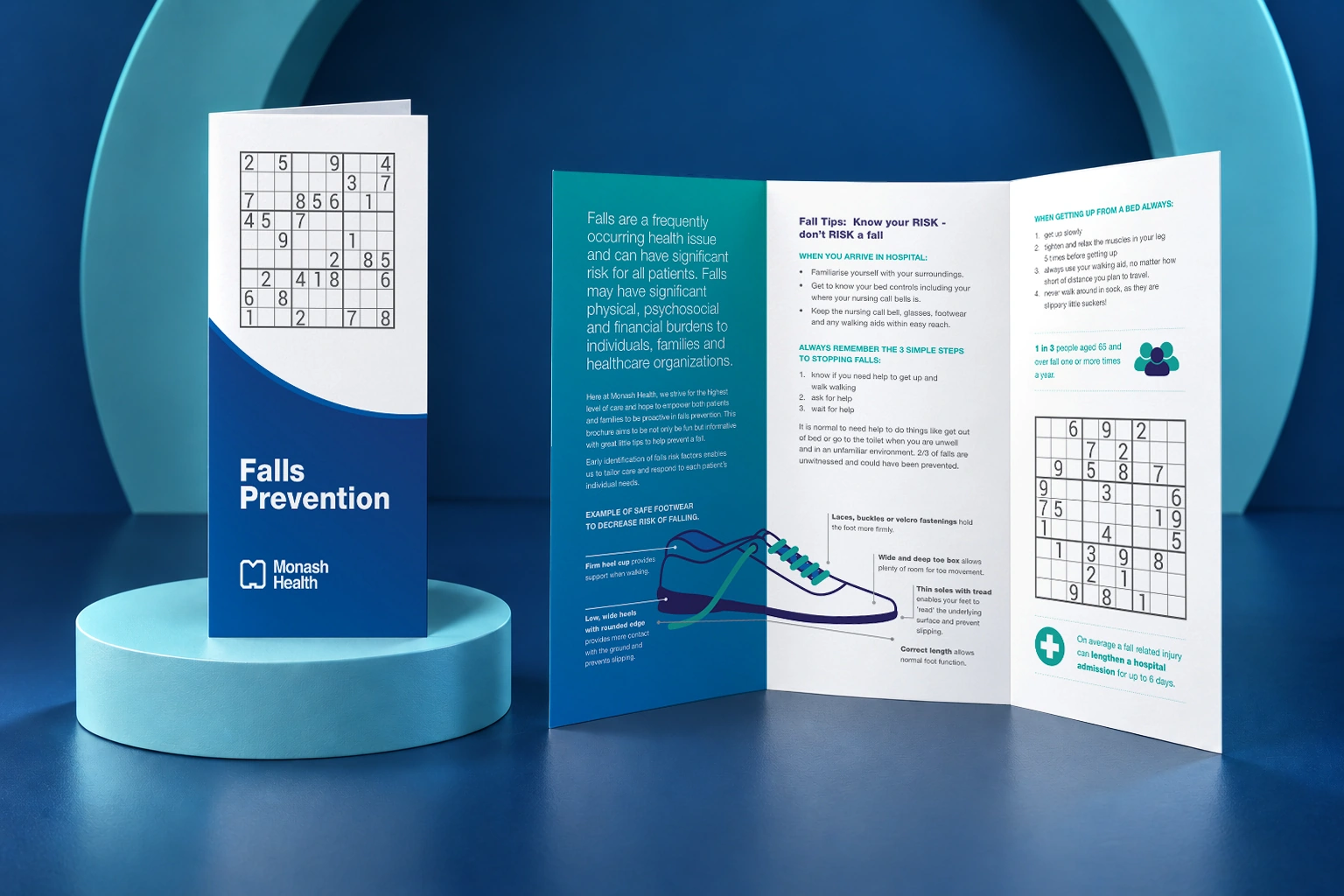 Monash health falls brochure design presentation
