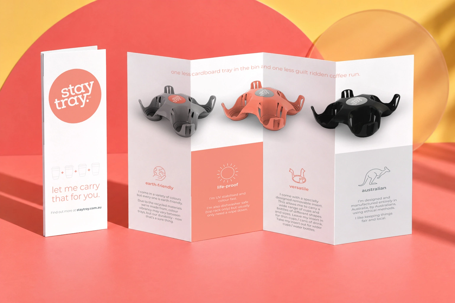 Staytray folded brochure design presentation