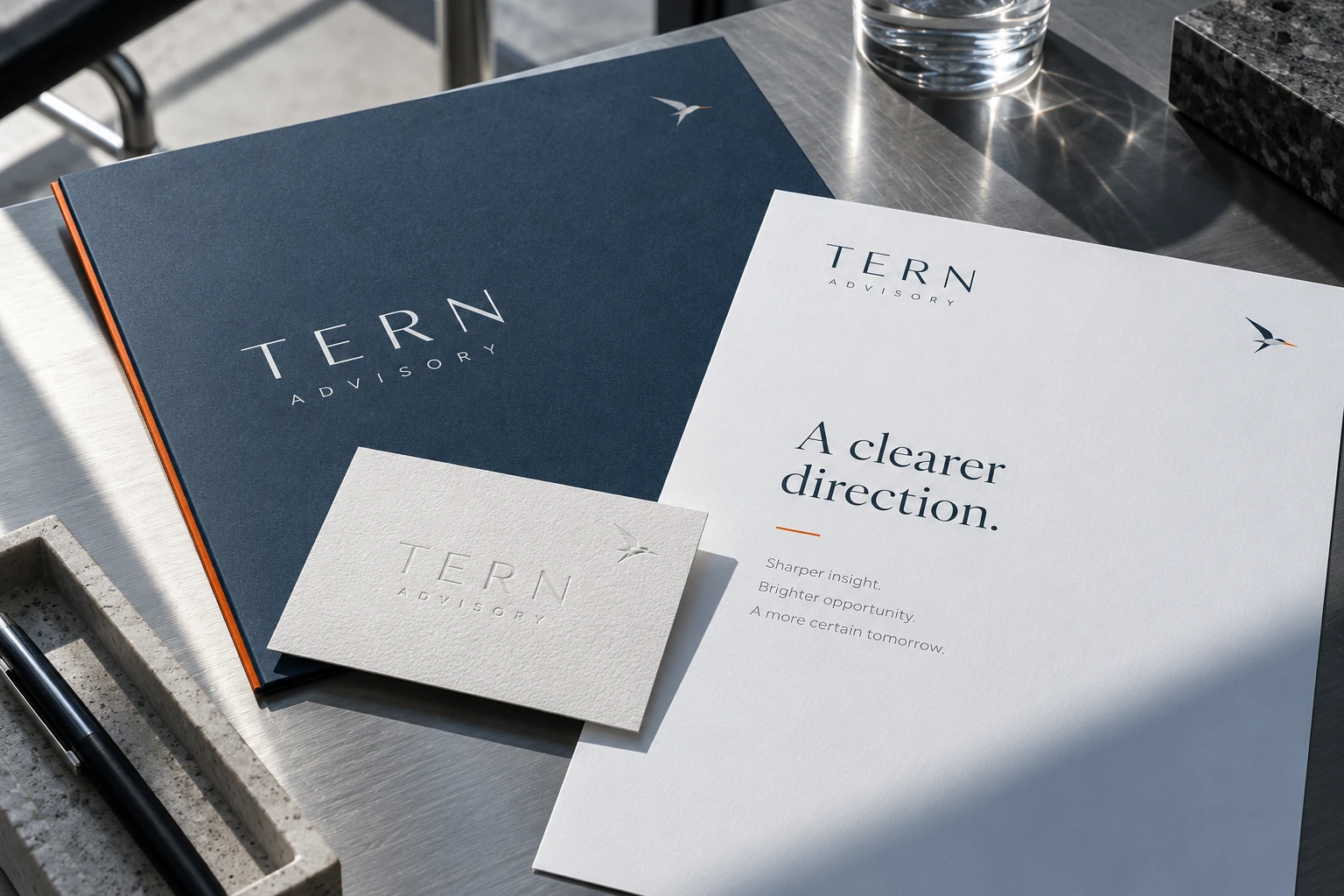 Tern Advisory corporate stationery design mockup