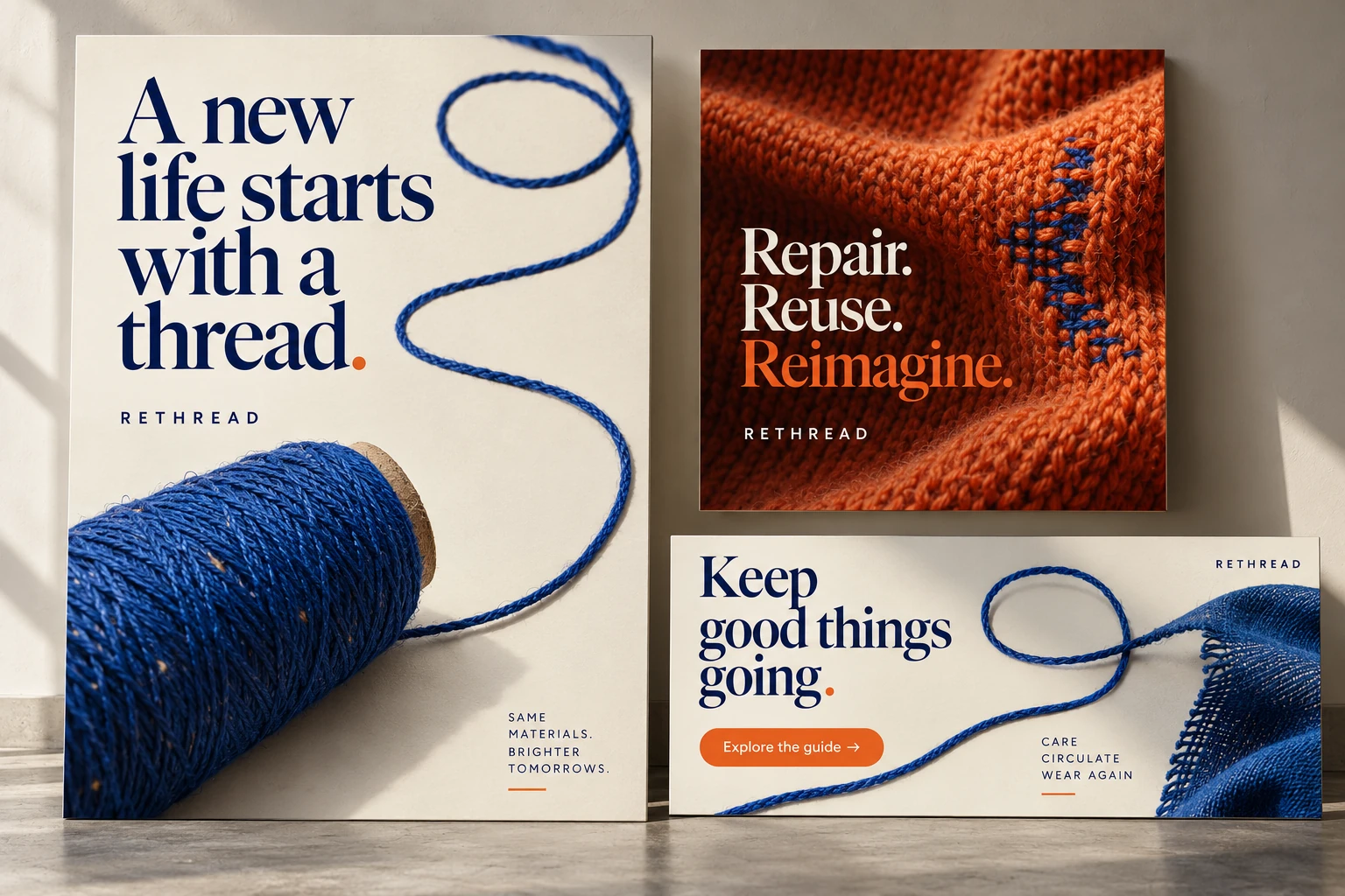 RETHREAD Sustainability campaign design mockup