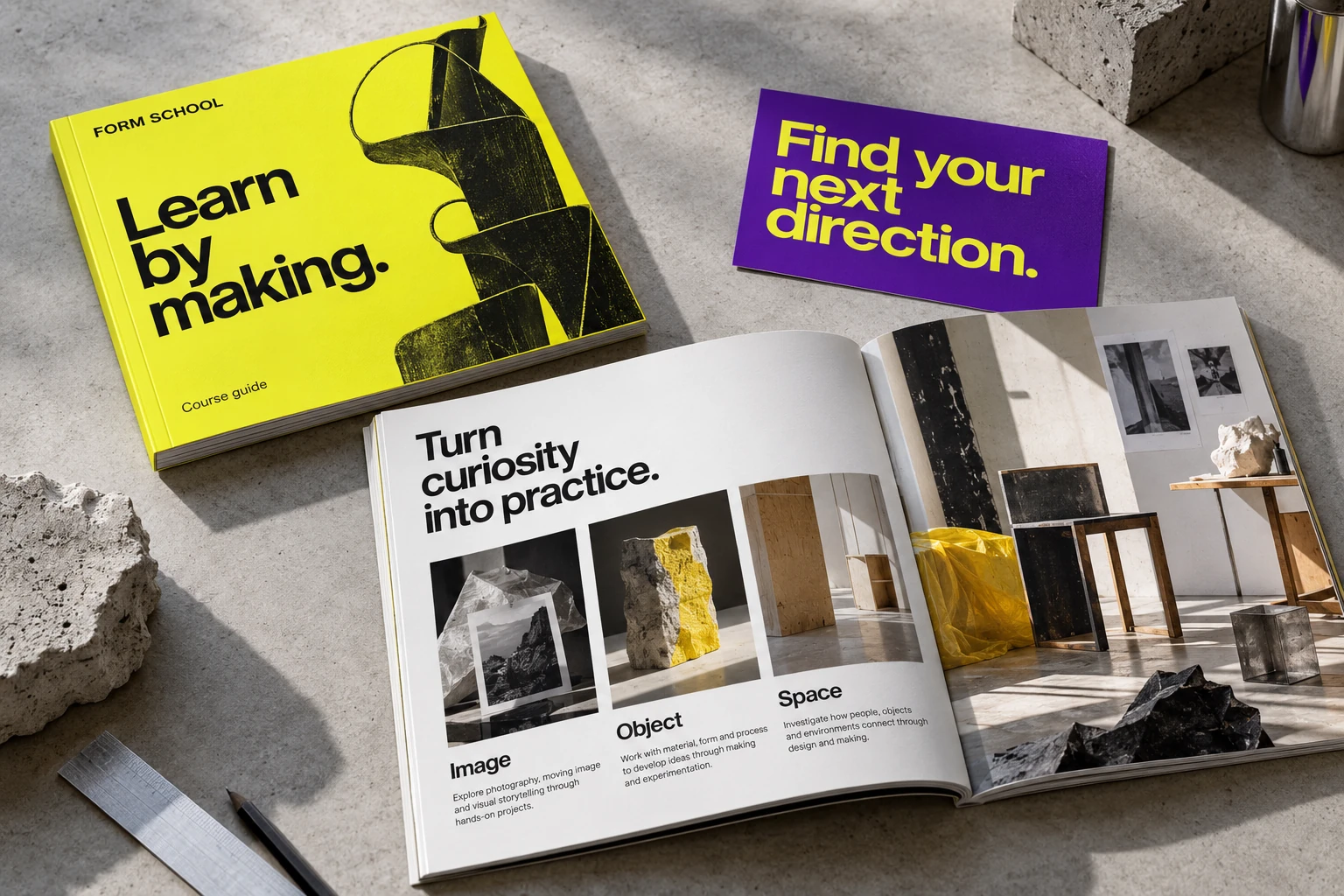 FORM SCHOOL Education course prospectus design mockup