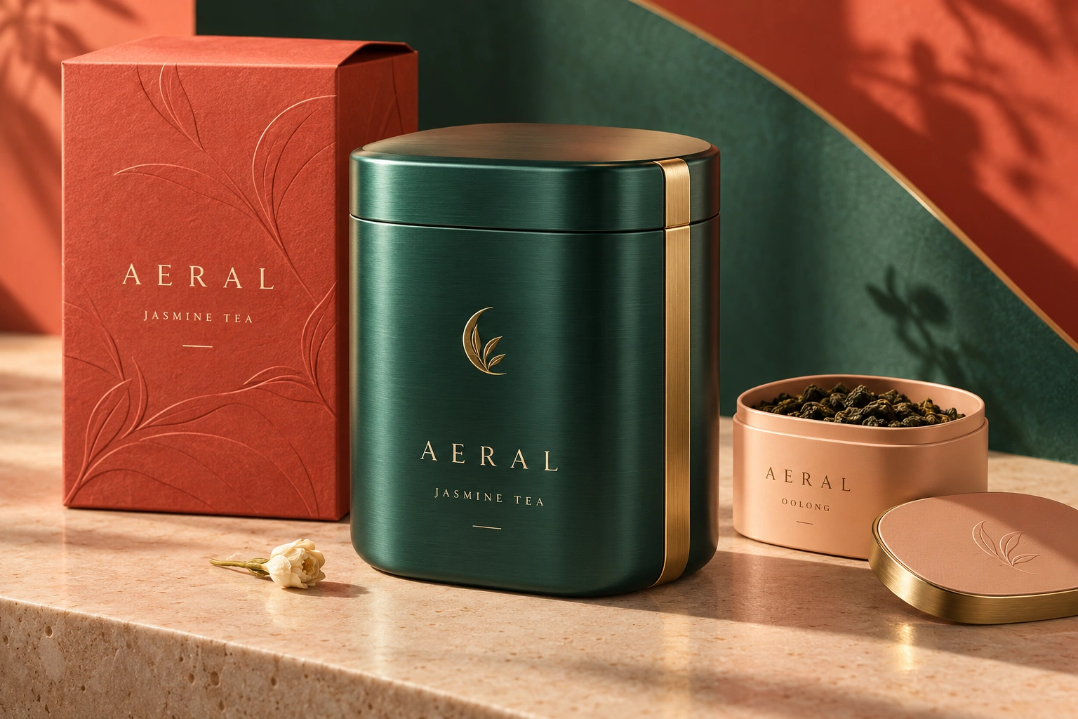Aeral tea caddy and refill carton design presentation