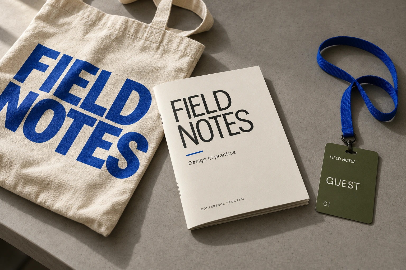 Field Notes · conference kit concept — fictional design concept