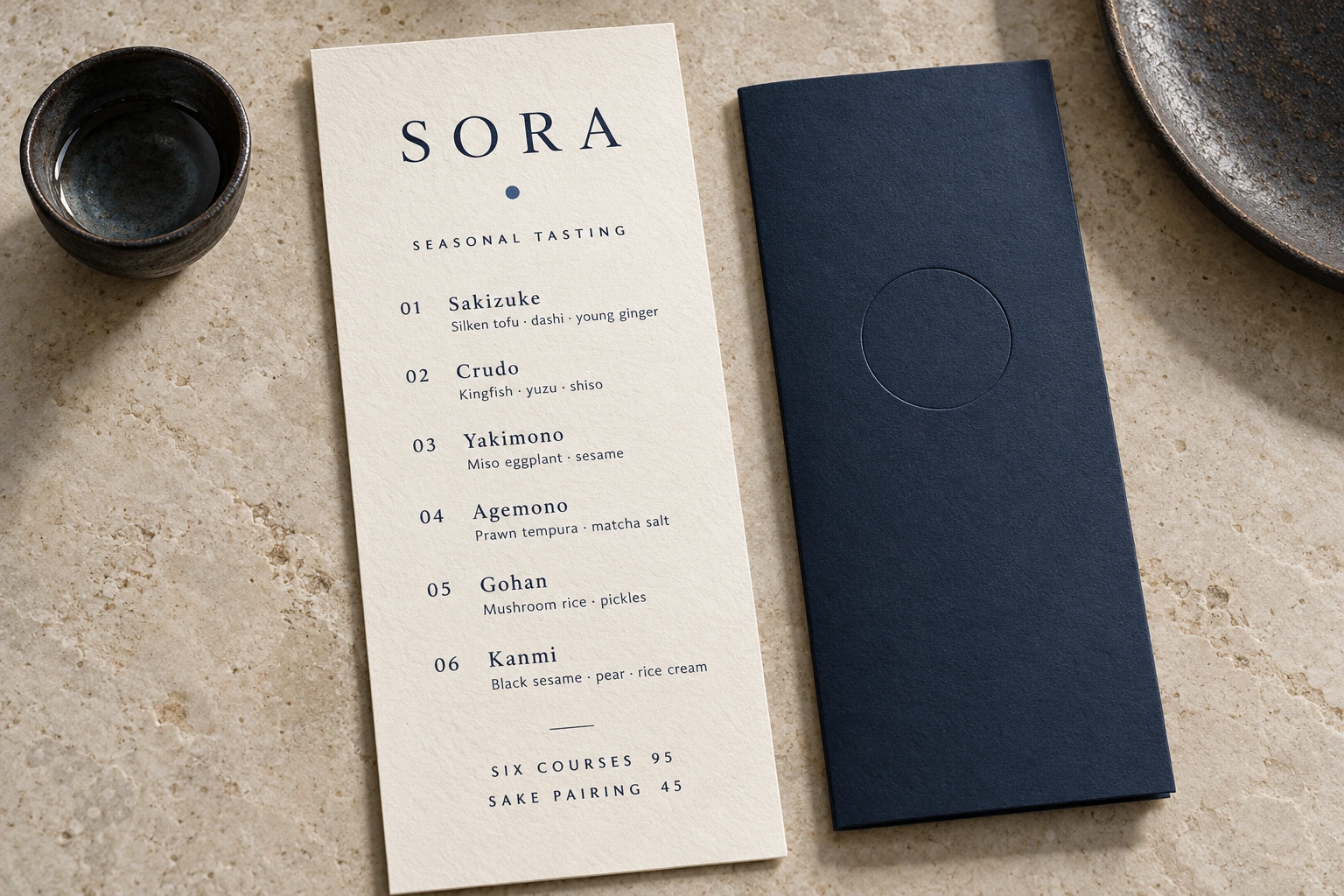 Sora · tasting menu concept — fictional design concept