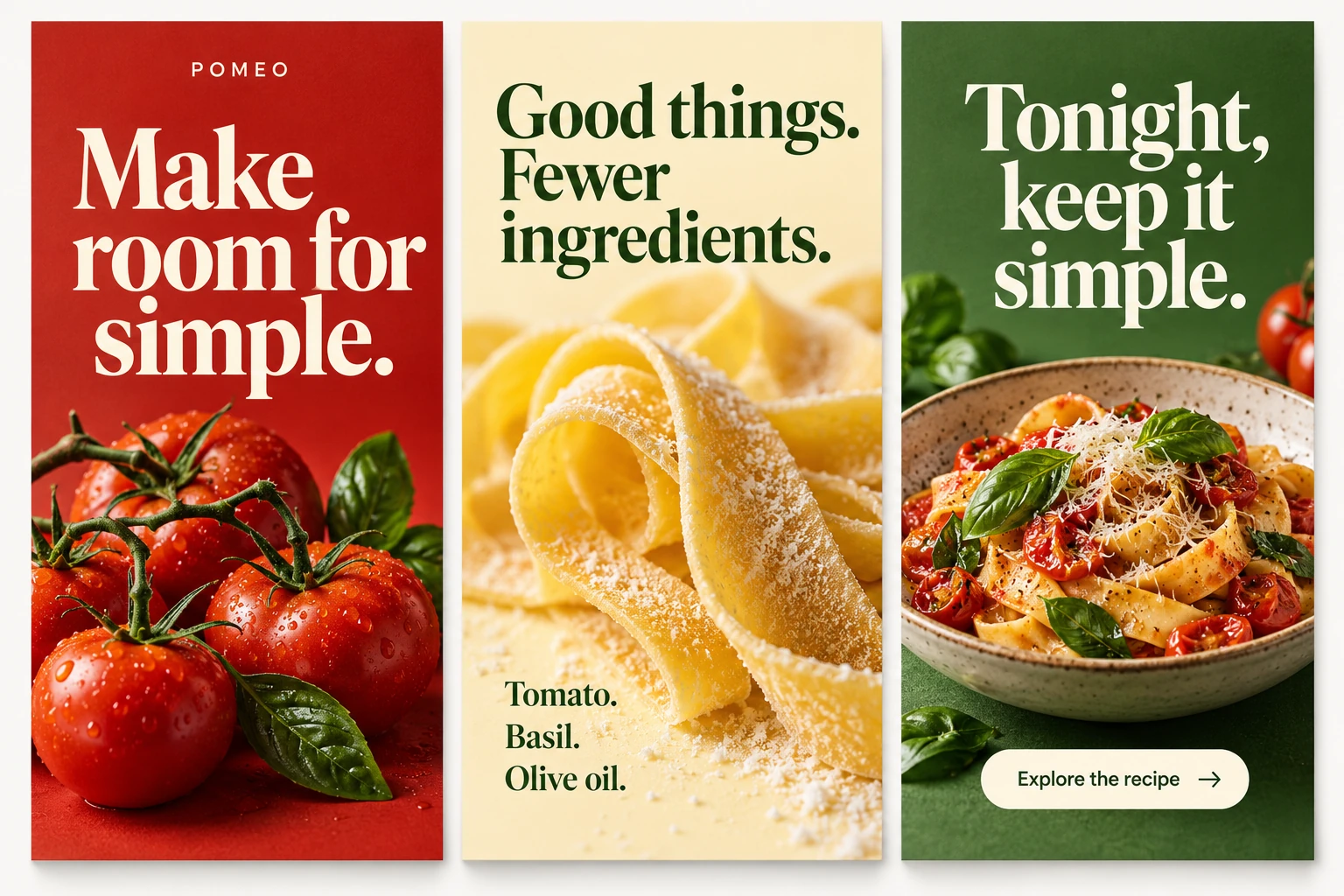 POMEO pasta social carousel design mockup