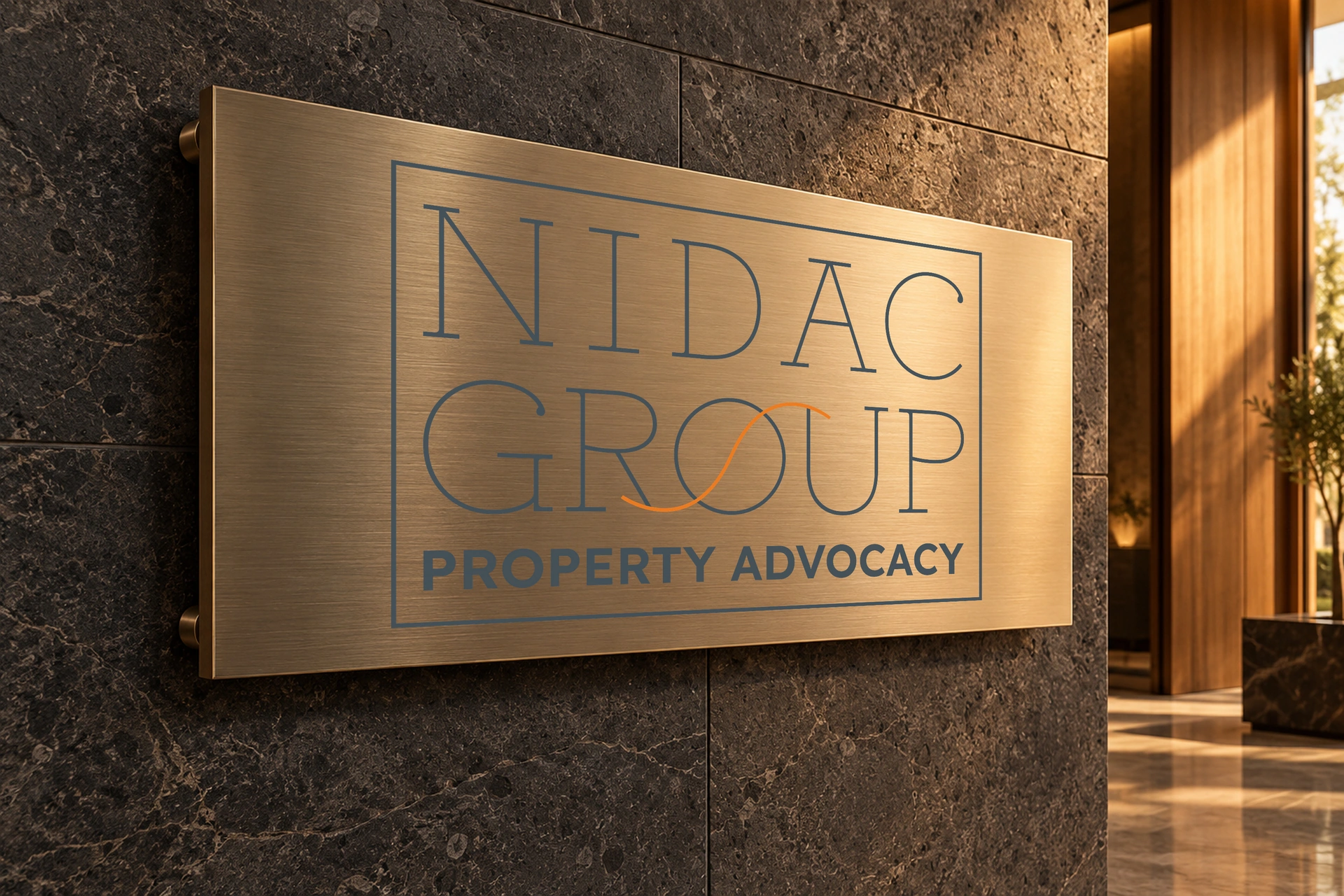 Nidac brushed metal architecture plaque design presentation
