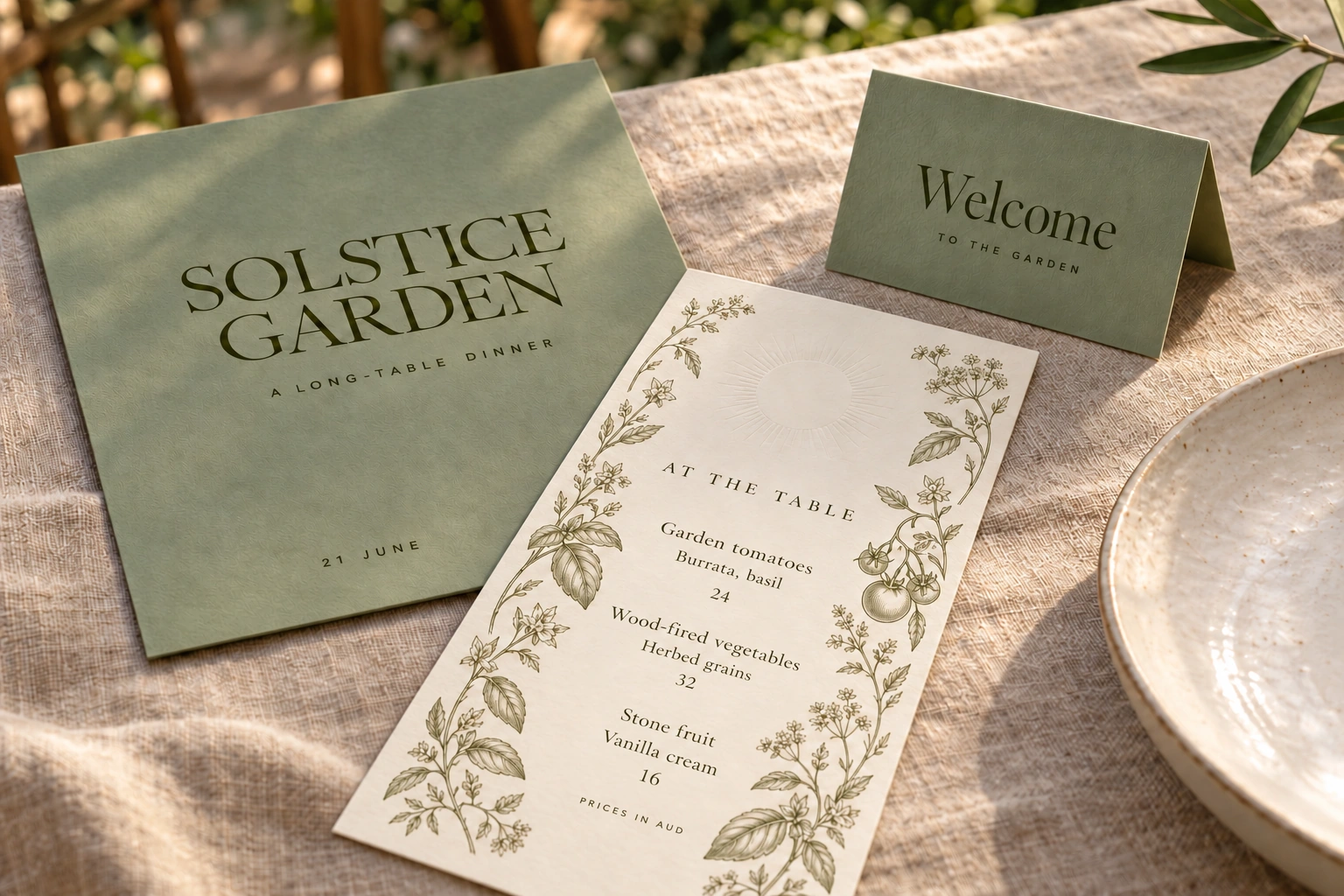 Solstice Garden · dinner suite concept — fictional design concept