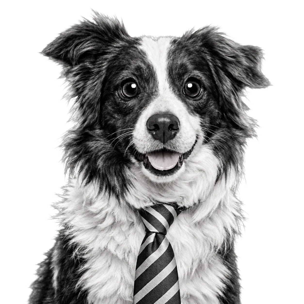 Grendesign’s approved happy dog wearing a striped tie
