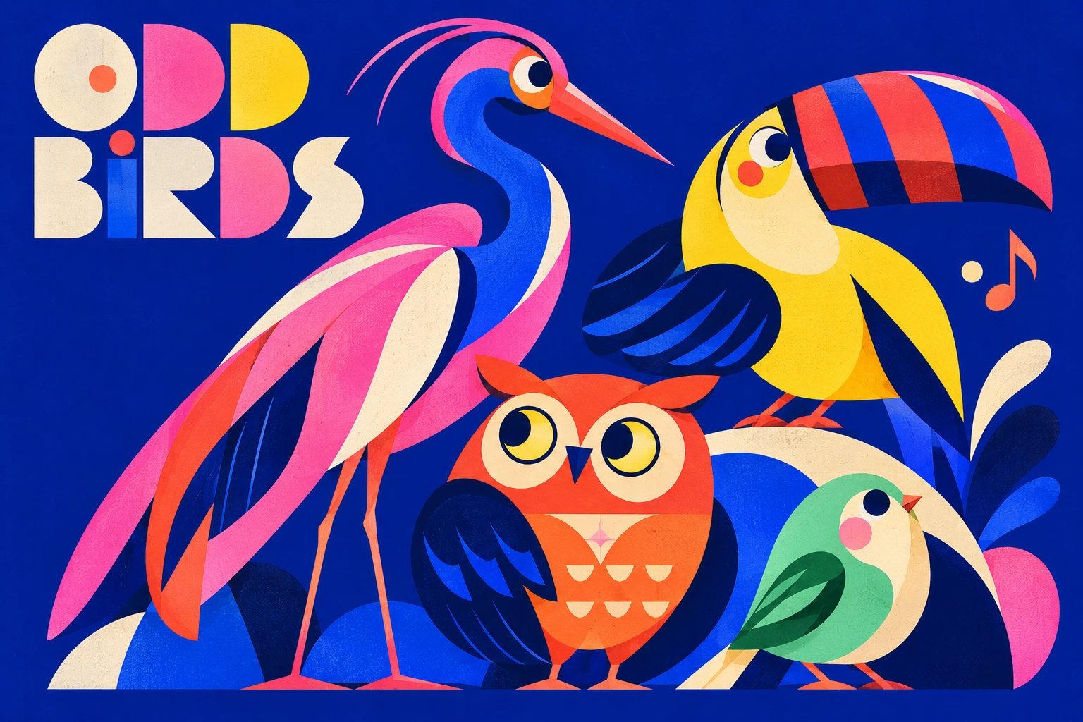 Geometric odd birds mascot system design presentation