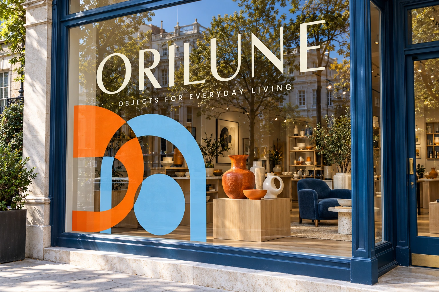 Orilune atelier storefront window vinyl design presentation