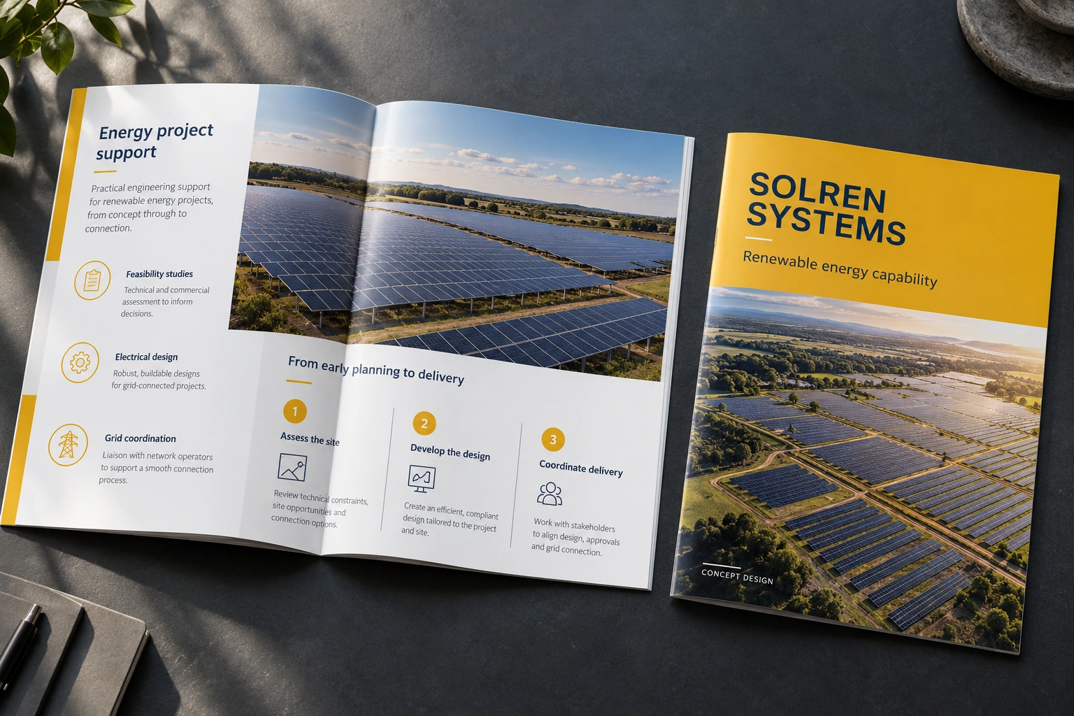Solren Systems · renewable energy capability statement concept — fictional concept design for private review