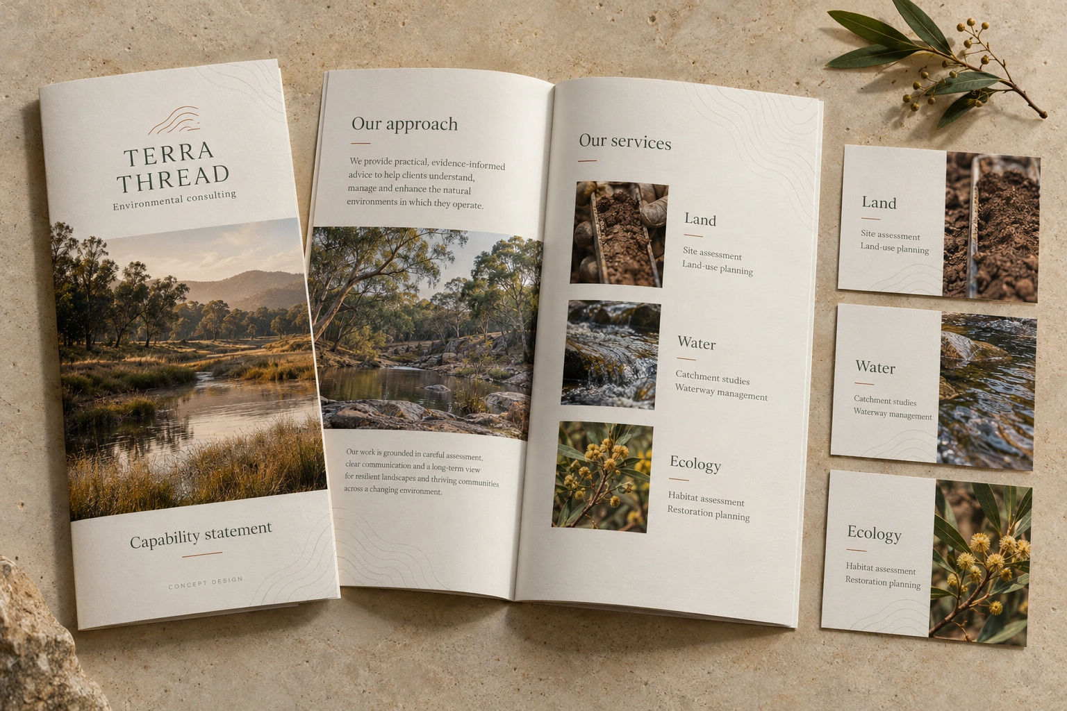 Terra Thread · environmental consulting capability statement concept — fictional concept design for private review