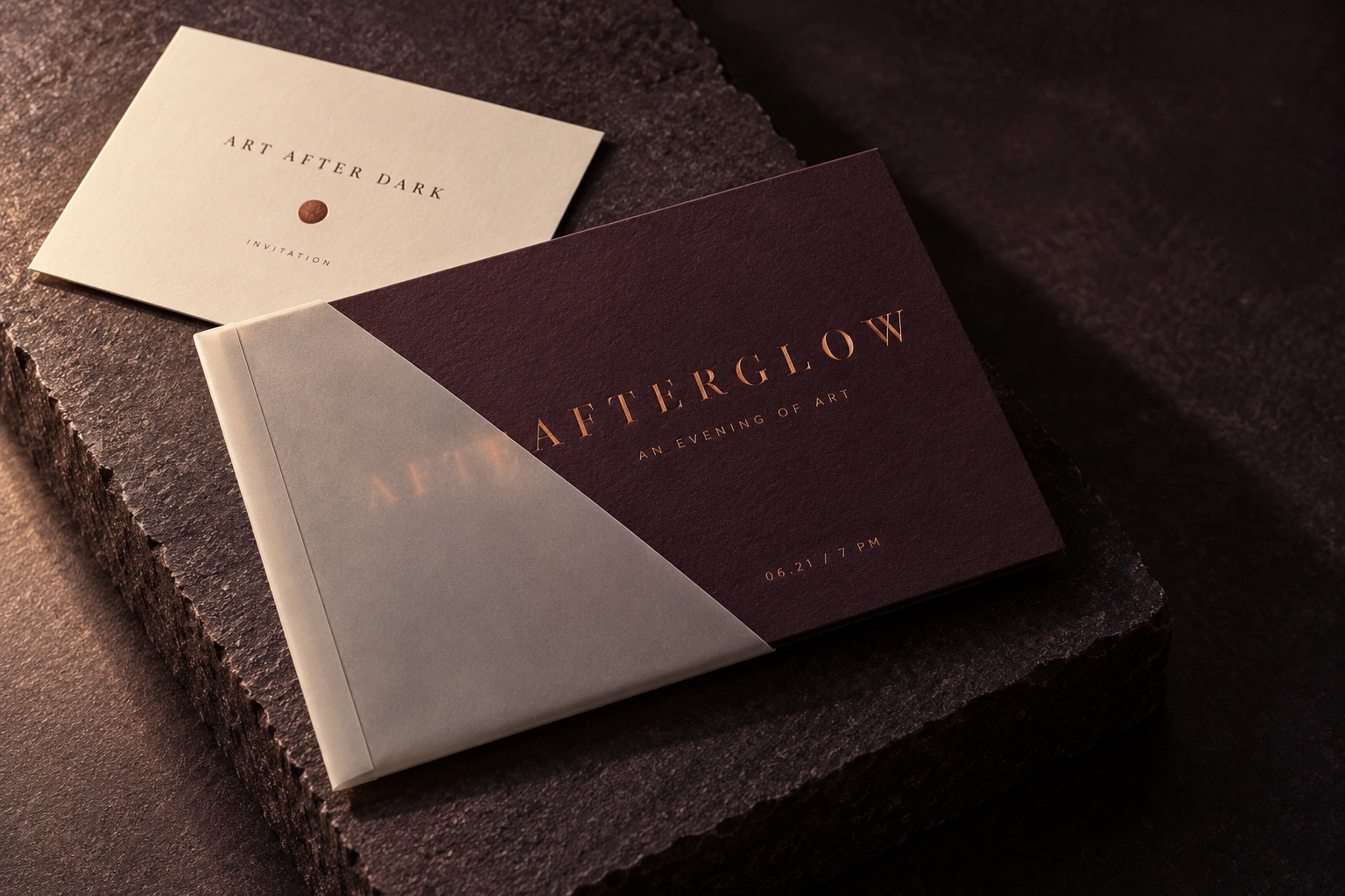 Afterglow · art invitation concept — fictional design concept