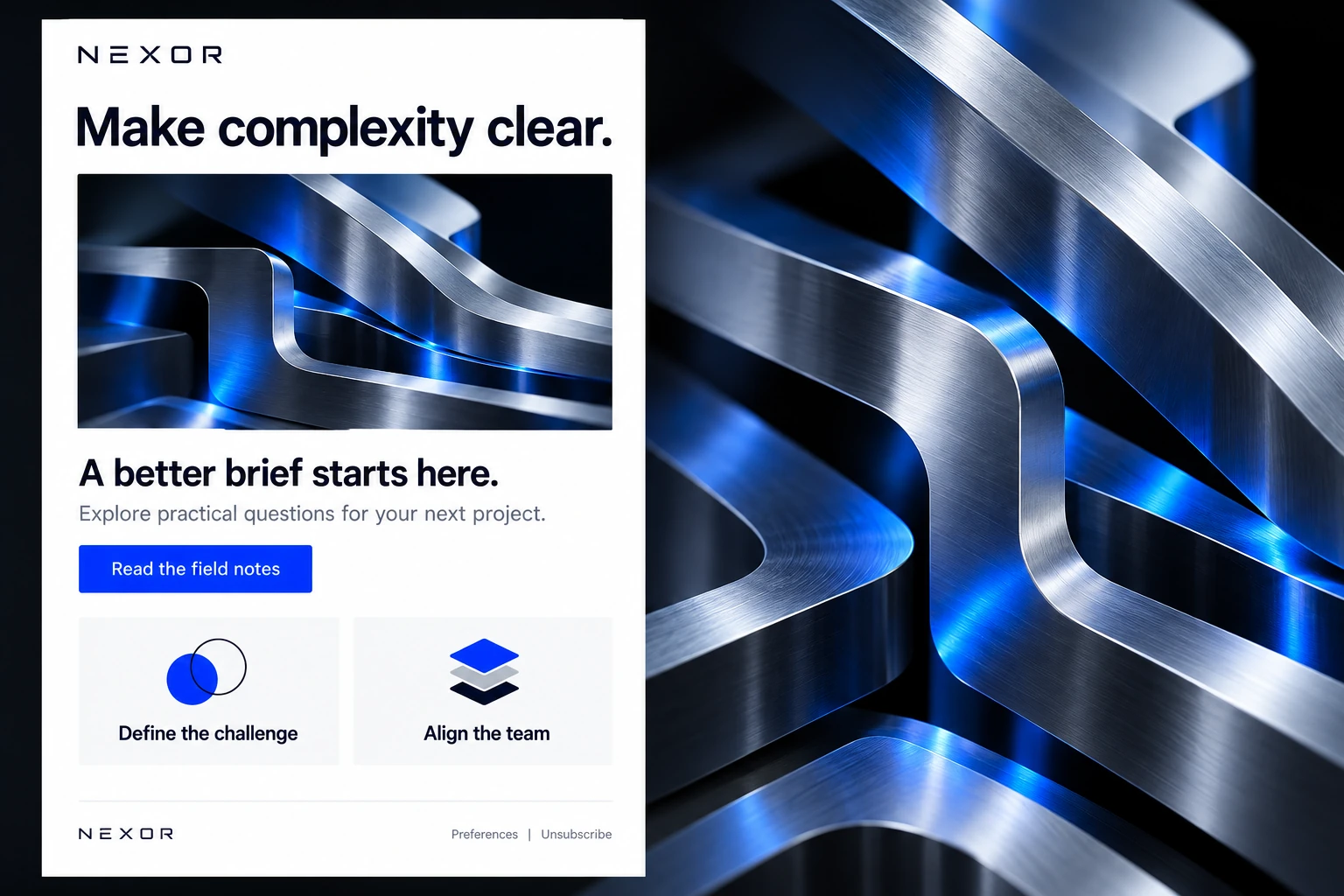 NEXOR B2B email campaign design mockup