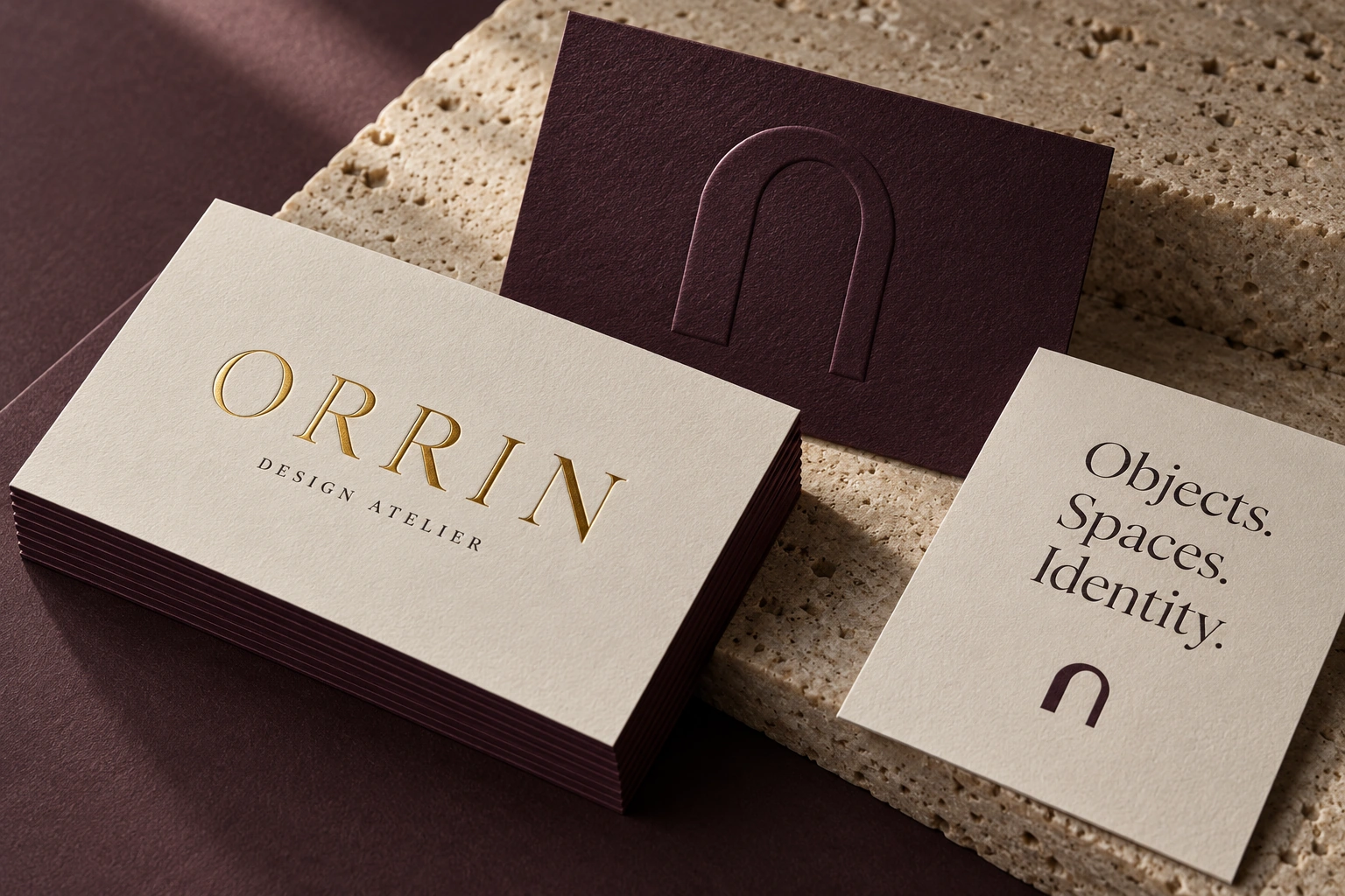 Orrin gold foil embossed cards design presentation
