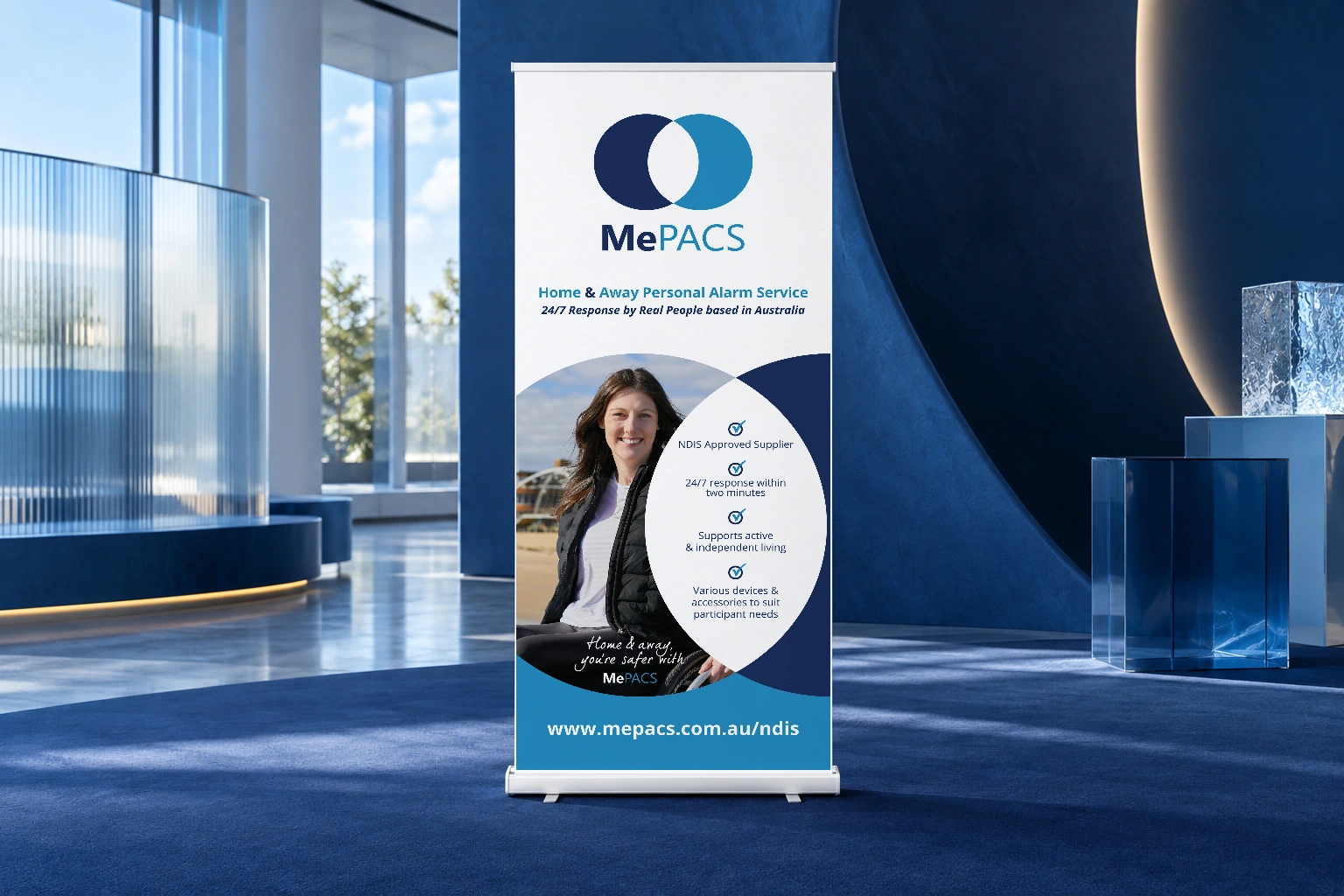 Mepacs blue pavilion banner design presentation